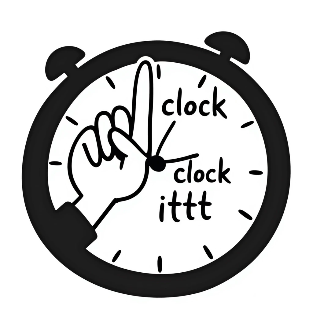 pinching hand emoji with the phrase 'clock ittt', doodle style emoji