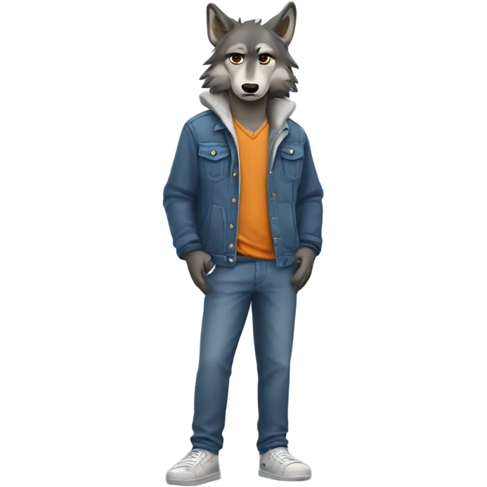 Wolf wearing chill guy clothes that’s confused  emoji