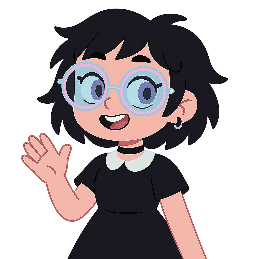 pastel goth glasses, pastel frames, silver accents, cute gothic look emoji