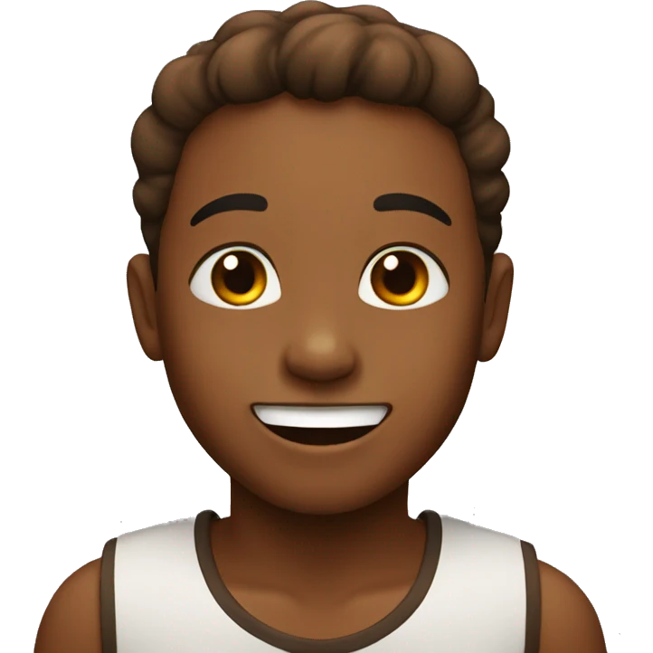 a brown happy kid   with  black  eyes emoji