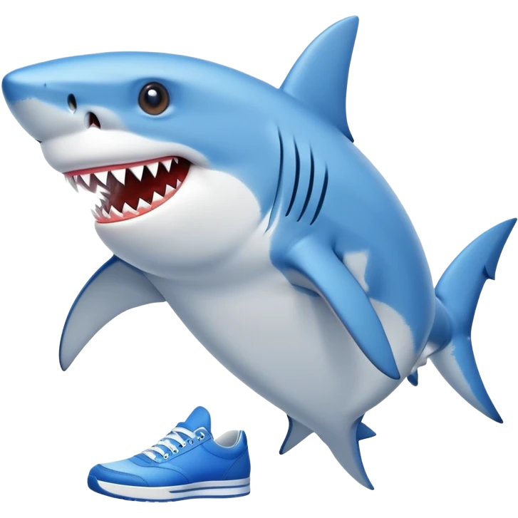 Shark with 4 legs wearing blue sneakers emoji
