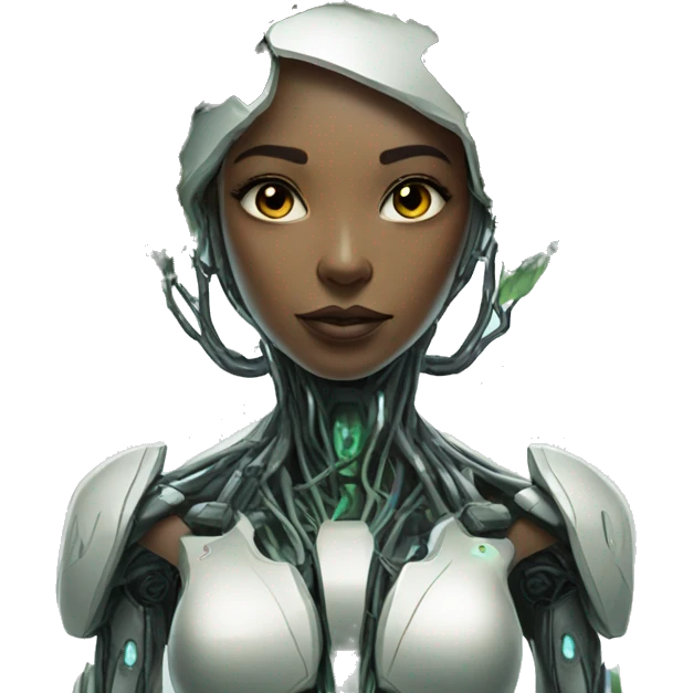 Cyber futuristic robot mother nature emoji