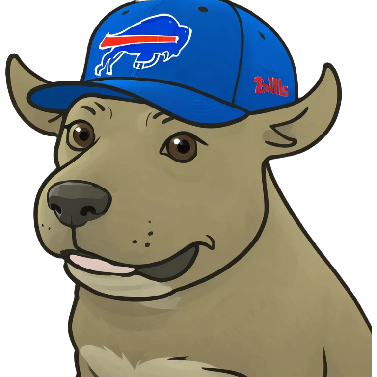 Dog with a buffalo bills hat on emoji