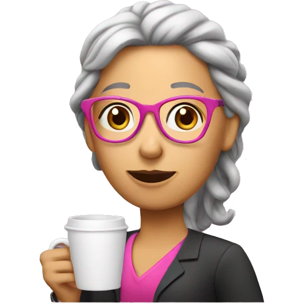 Pink Teacher  with coffee cup emoji