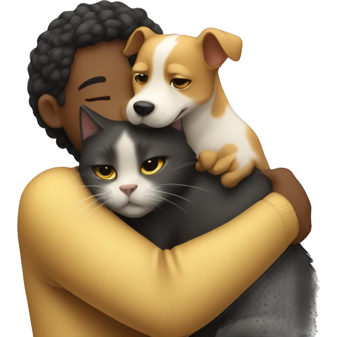 Dog hug cat  emoji