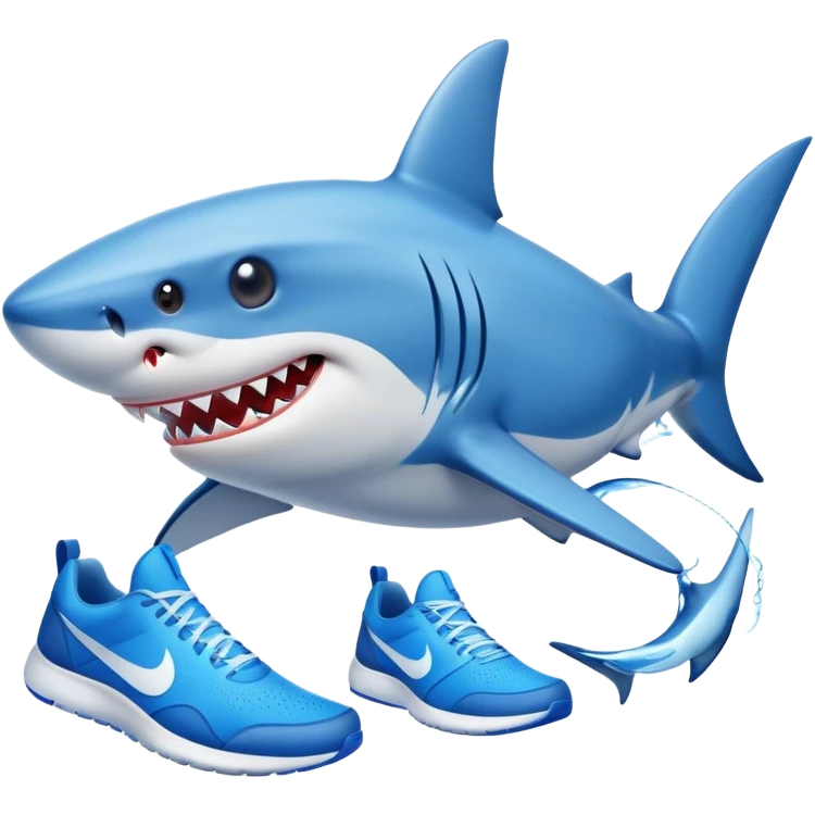 Shark with Nikes on blue Nikes  emoji