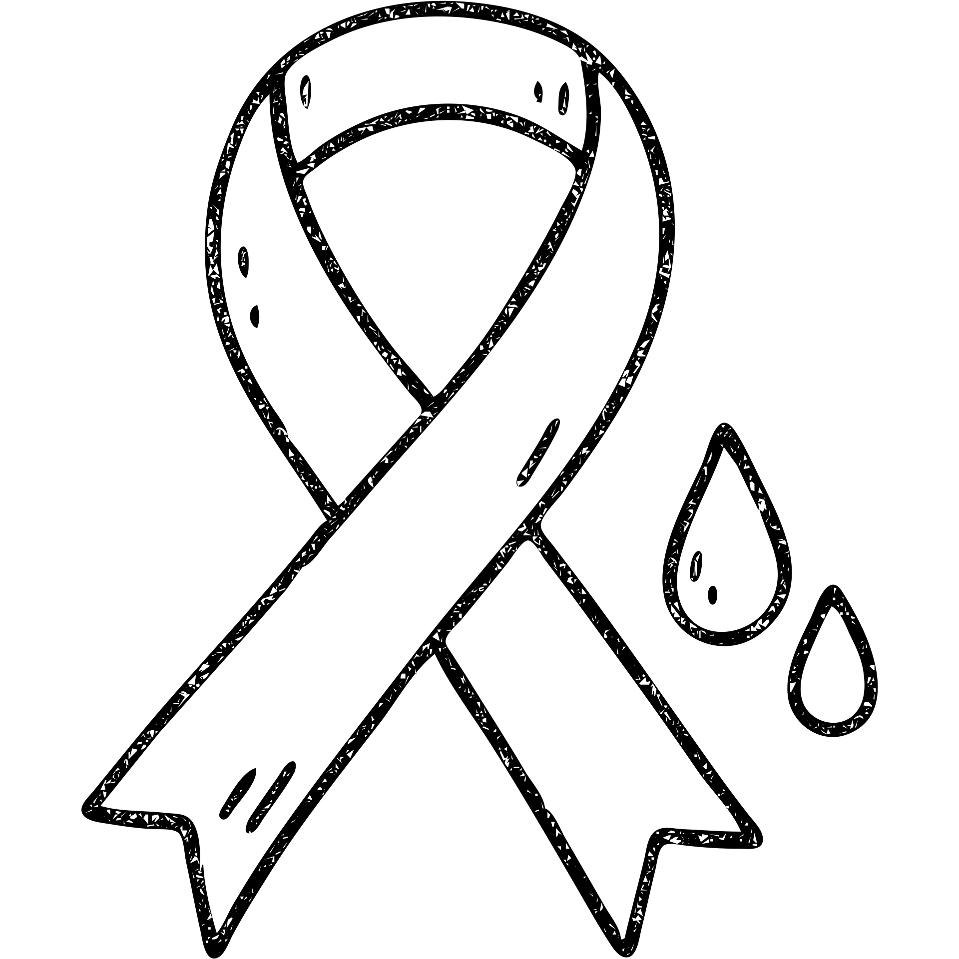 hand-drawn outline of a pink ribbon with blood drops emoji