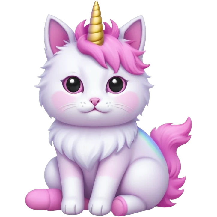 fluffy cat sitting on a flat baby unicorn emoji