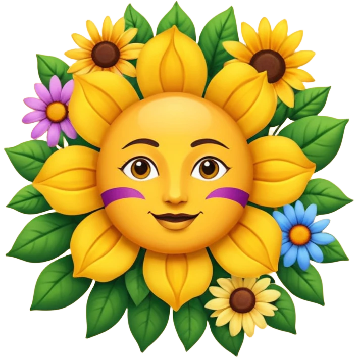 Logo of Madhu Gupta written on the sun surrounded by flowers emoji