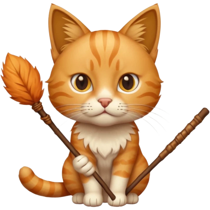 Elinde sopa tutan kedi emoji