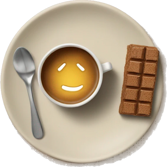 Top view coffee and protein bar on a small plate  emoji