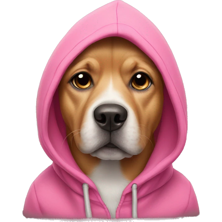 Dog wearing a pink hoodie  emoji