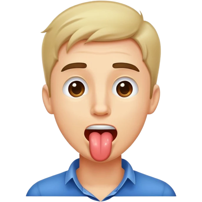 guy with his arms around his neck while sticking his tongue out emoji
