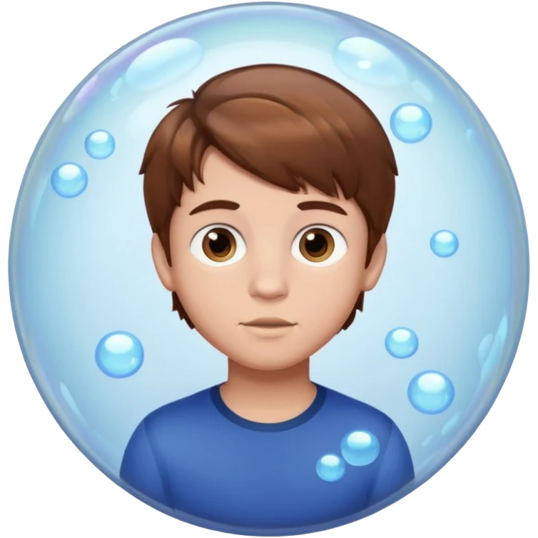Brown hair Boy in a bubble emoji