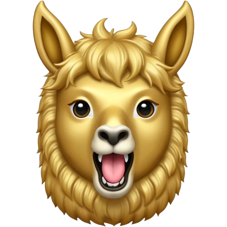 golden llama head screaming "RAID" with the words in a chat bubble emoji