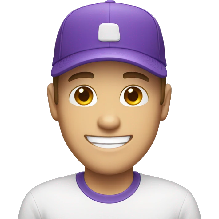 purple cap hat white guy smiling emoji