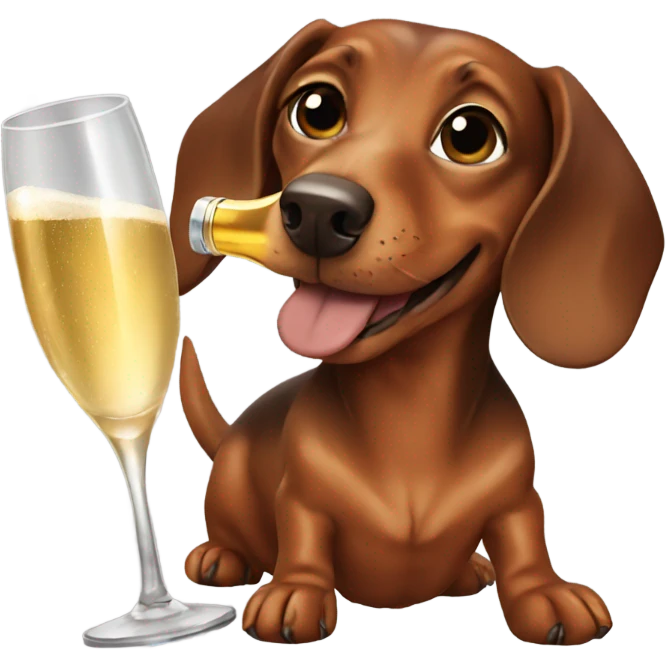 Brown dachshund drinking champagne emoji