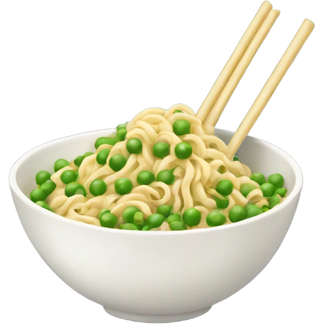 A bowl of noodles with peas emoji