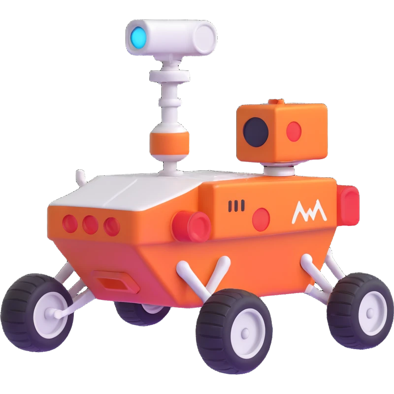 Mars Rover emoji icon, 3D emoji style, playful and eye-catching, suitable for social media emoji