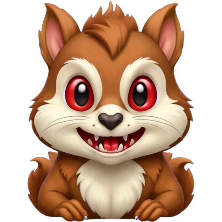 Scary squirrel with vampire teeth emoji