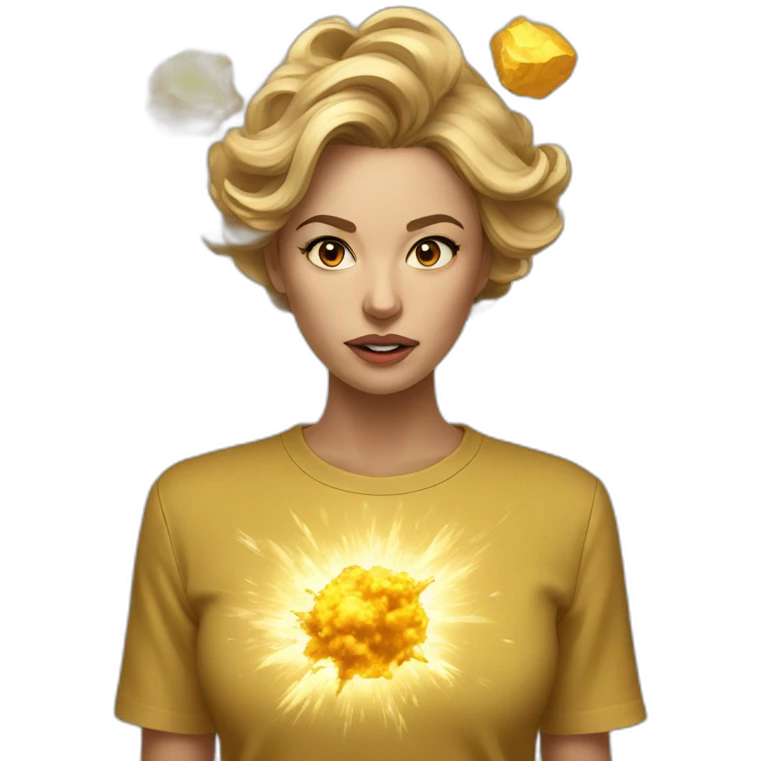 woman with exploding head golden shirt emoji