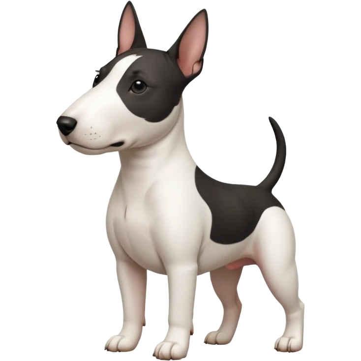 bull terrier with black head and body and a white chest emoji