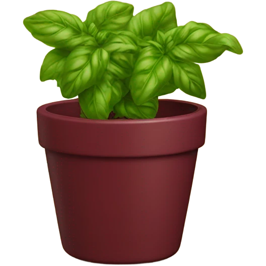 Burgundy basil in gold pot emoji