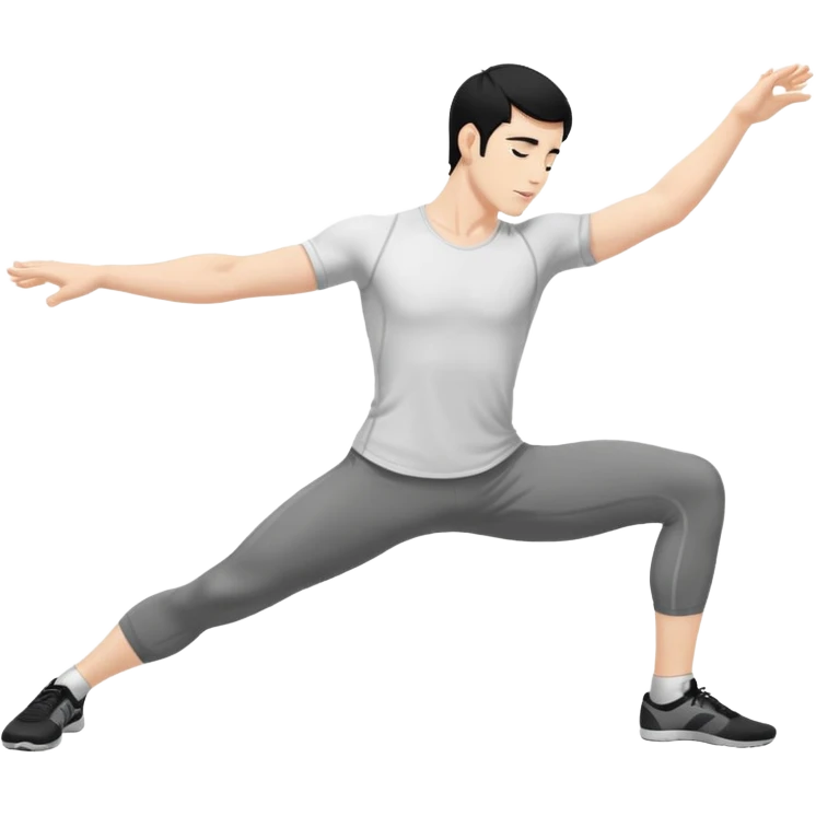 Hombre blanco pelinegro haciendo el ejercicio de tocar los pies con las piernas rectas  emoji