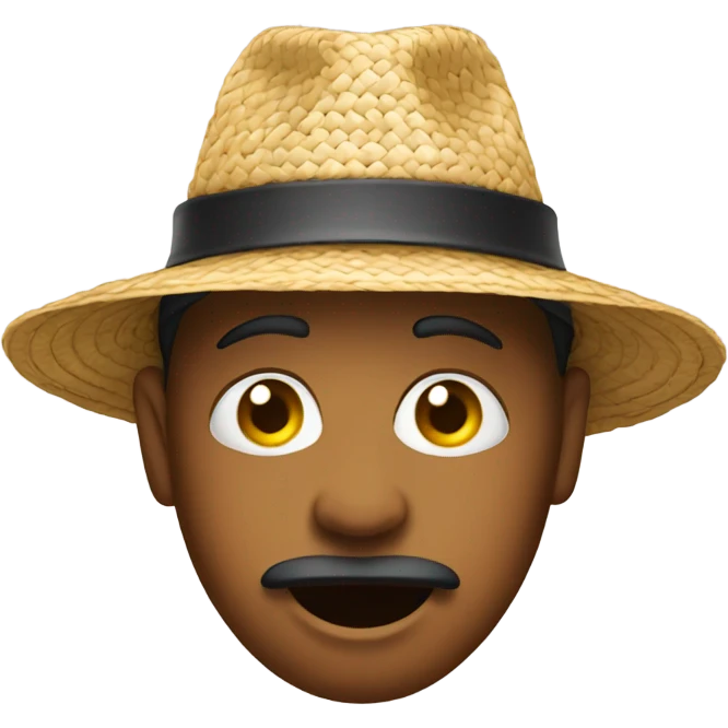person with hat on w straw in his mouth emoji