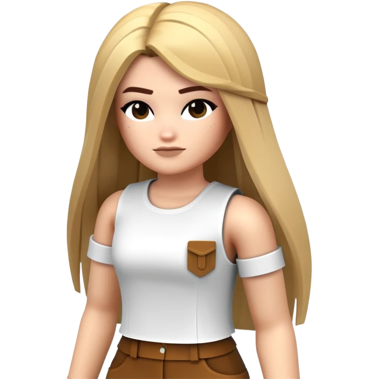 Roblox stylized baddie girl with blocky aesthetic, trendy outfit emoji