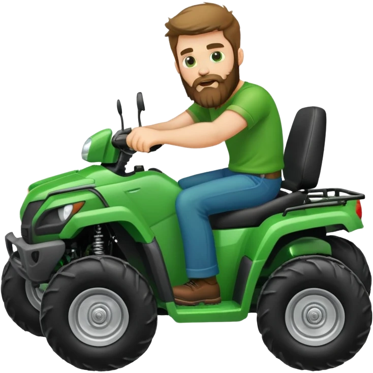 Stereotypical redneck with a beard breaking a green 4 wheeler emoji