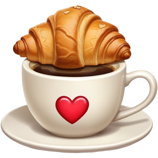 croissant with a heart and coffe emoji