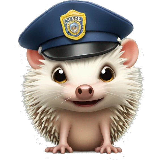 angry hairless hedgehog with police hat emoji