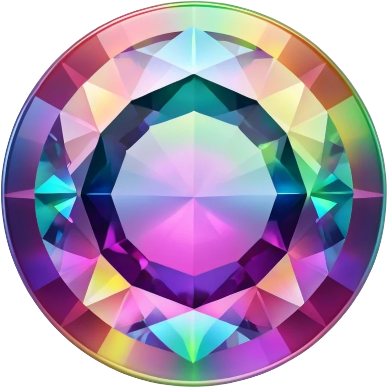 round mystic topaz holographic gem with rainbow colors emoji