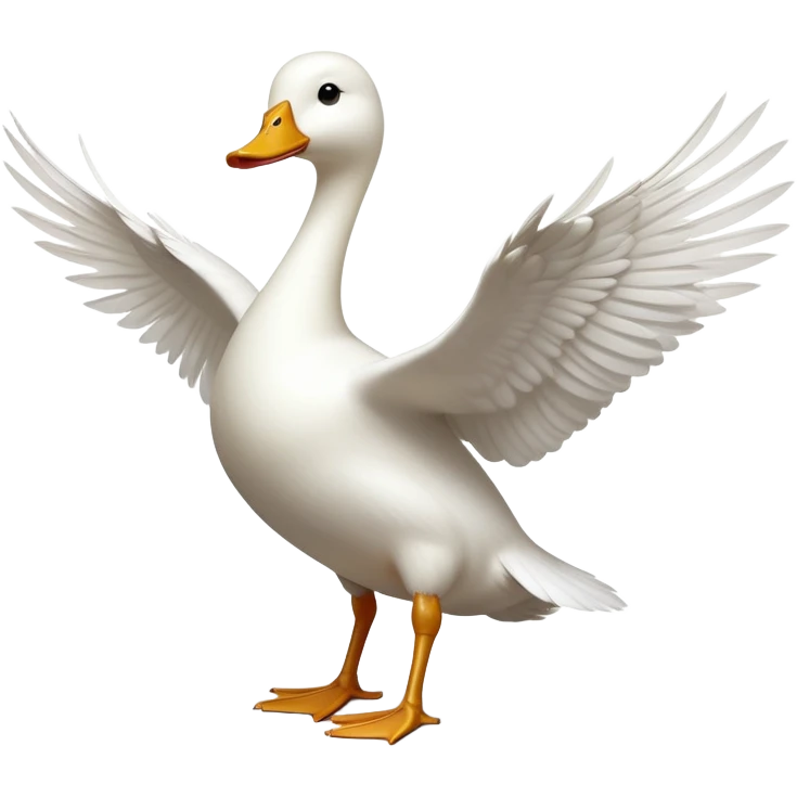 cinematic-[white duck]-realistic-full-body-perched-emoji,-wings-tucked-neatly elegant,-head-tilted-dramatically,-sleek-[white]-feathers,-simplified-yet-realistic-focused-features,-highly-detailed,-glowing-with-an-almost-sarcastic-glow emoji