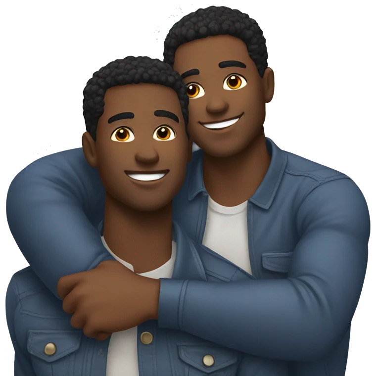 a handsome black gay male couple showing affection  emoji