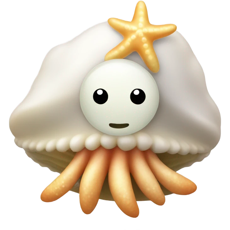 Clam with a pearl and starfish emoji
