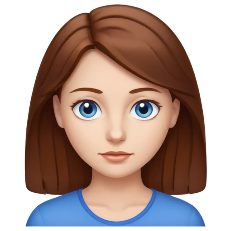 Woman with brown hair and blue eyes emoji