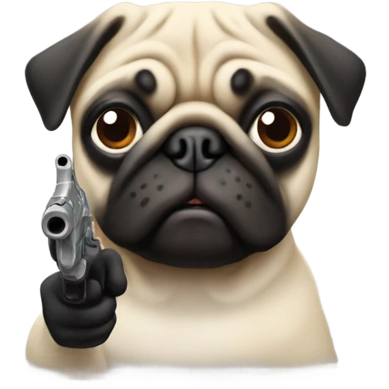 Pug with a gun emoji