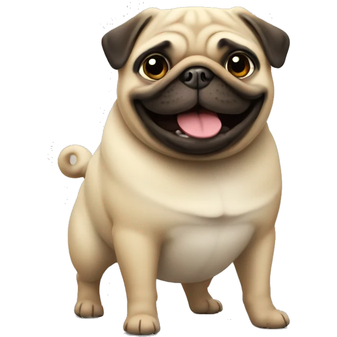 a happy fat pug emoji