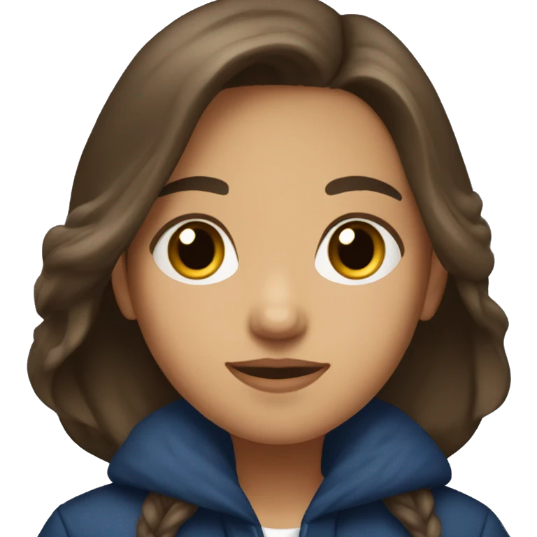 winter, christmas, hispanic, long brown hair, girl, brown eyes, child, full body, blue coat emoji