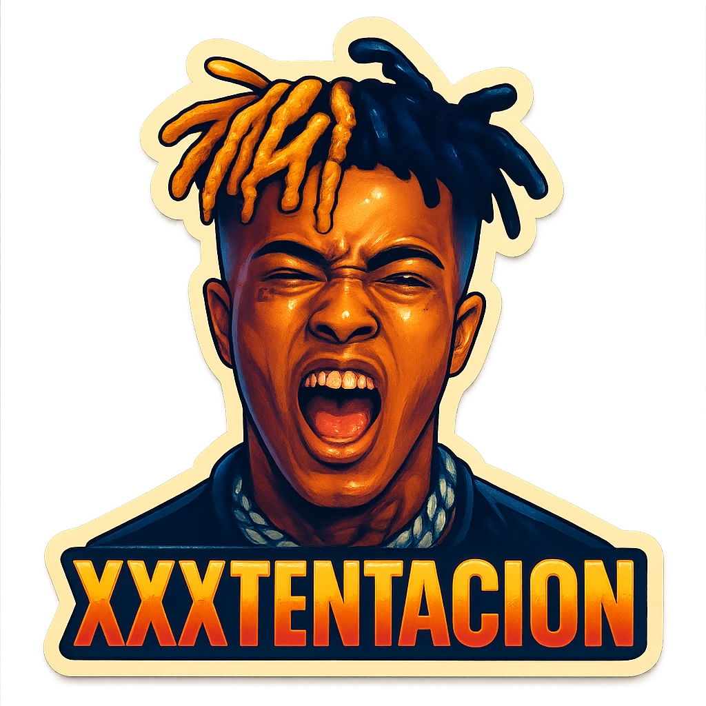 xxxtentacion as a sticker, expressive, bold, iconic, suitable for sticker use emoji