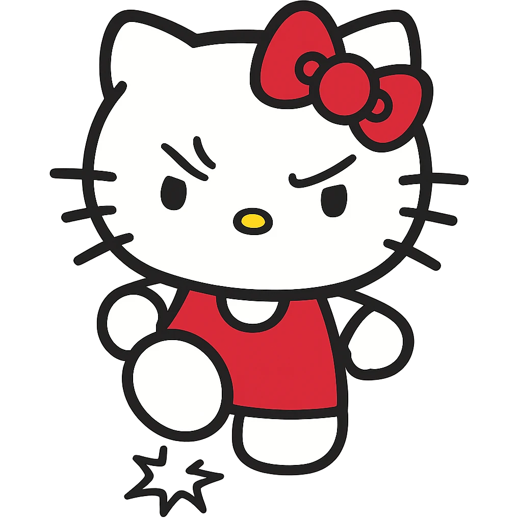 Angry Hello Kitty, stomping foot emoji