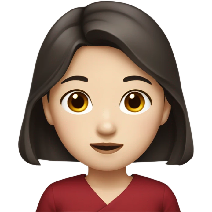 korean girl with dark brown hair and dark red dress pretty emoji