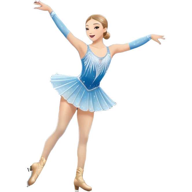 An icon featuring a graceful figure skater performing a flawless routine on an ice rink. The background shows a grand arena, Madison Square Garden, filled with spectators. Snowflakes and spotlights add to the elegance and beauty of the performance. Transparent background. emoji