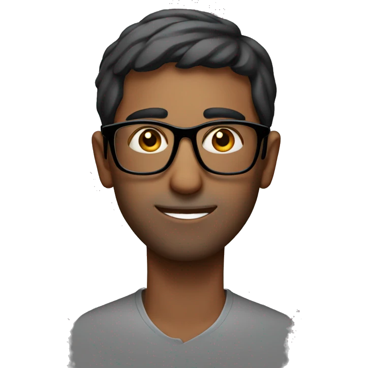 Indian guy with skinny face with glasses  emoji