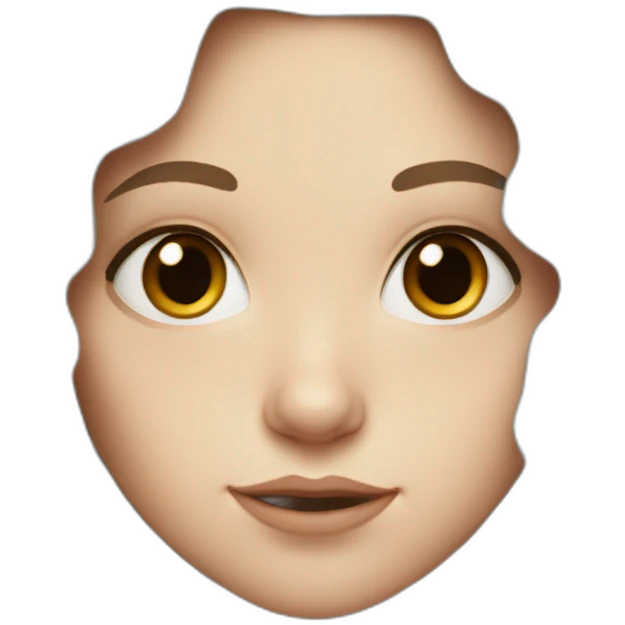 white girl with dark brown wavy long hair, freckles and dark eyes emoji