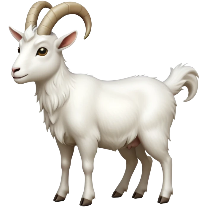 cinematic-[white goat]-realistic-full-body-standing-emoji,-tail-flicking-lazily,-head-tilted-dramatically,-sleek-[white]-fur,-simplified-yet-realistic-focused-features,-highly-detailed,-glowing-with-an-almost-sarcastic-glow emoji