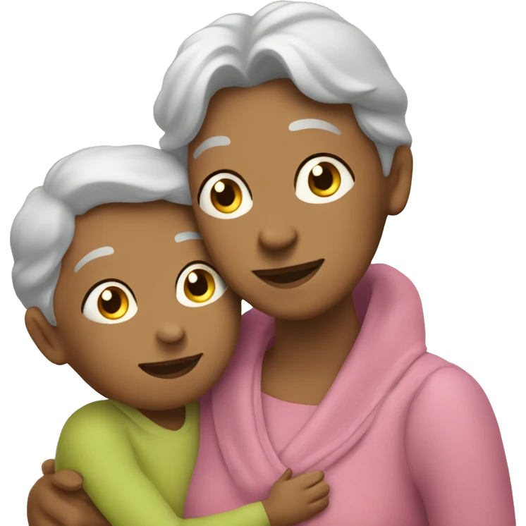 Grandma huggings with a boy and girl emoji