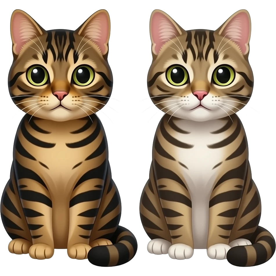 Two tabby cats. One chonkier than the other. Both with black and brown fur emoji